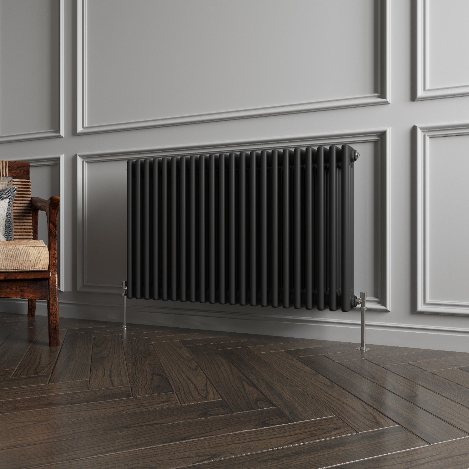 Aver-Growth- Traditional Horizontal 600x1010mm 3 Columns Black Cast Iron Radiator