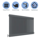 Aver-Growth- Traditional Horizontal 600x1190mm 2 Columns Anthracite Cast Iron Radiator