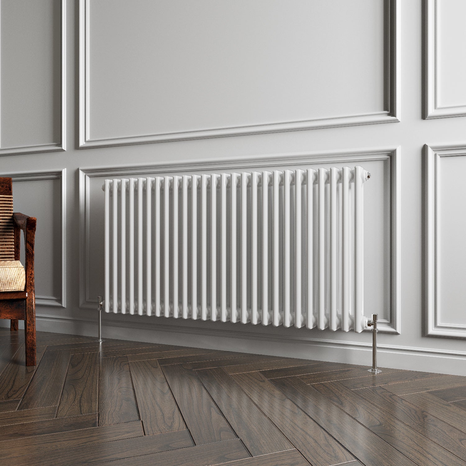 Aver-Growth- Traditional Horizontal 600x1190mm 2 Columns White Cast Iron Radiator