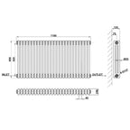 600x1190mm white 3 columns traditional radiator dimension