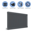 Aver-Growth- Traditional Horizontal 600x1190mm 3 Columns Anthracite Cast Iron Radiator
