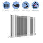 Aver-Growth- Traditional Horizontal 600x1010mm 3 Columns White Cast Iron Radiator