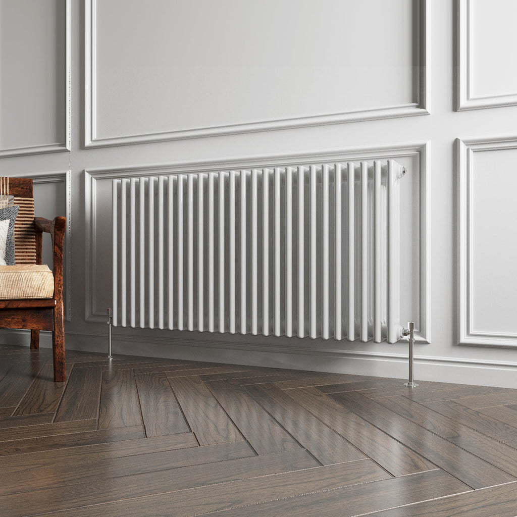 Aver-Growth- Traditional Horizontal 600x1190mm 3 Columns White Cast Iron Radiator
