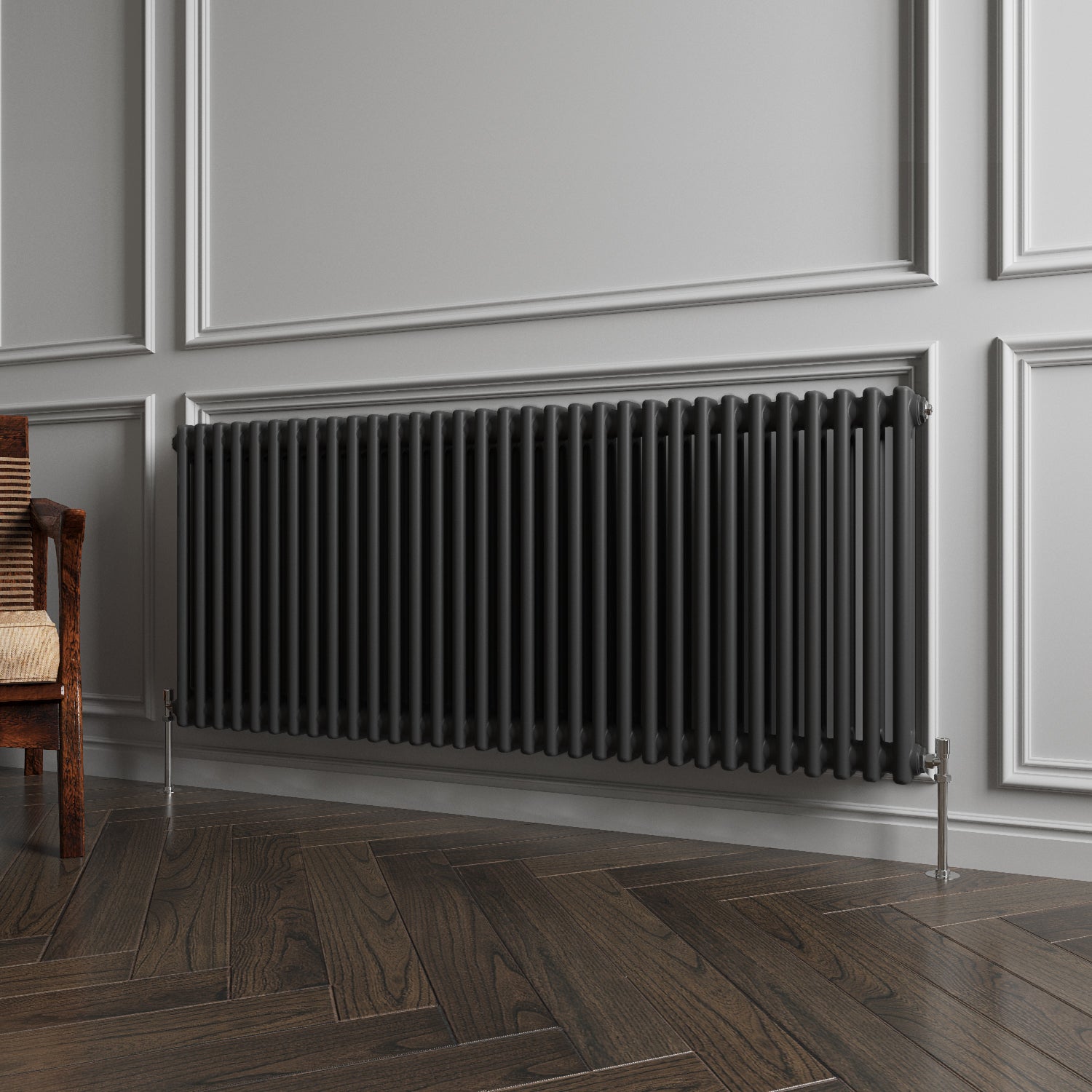 Aver-Growth- Traditional Horizontal 600x1460mm 3 Columns Black Cast Iron Radiator