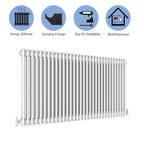Aver-Growth- Traditional Horizontal 600x1460mm 2 Columns White Cast Iron Radiator