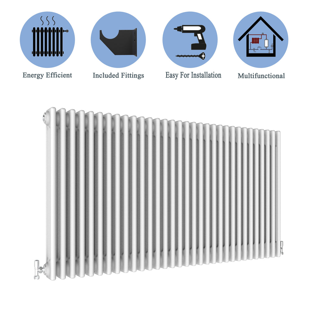 Aver-Growth- Traditional Horizontal 600x1460mm 3 Columns White Cast Iron Radiator