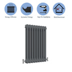 Aver-Growth- Traditional Horizontal 600x425mm 2 Columns Anthracite Cast Iron Radiator