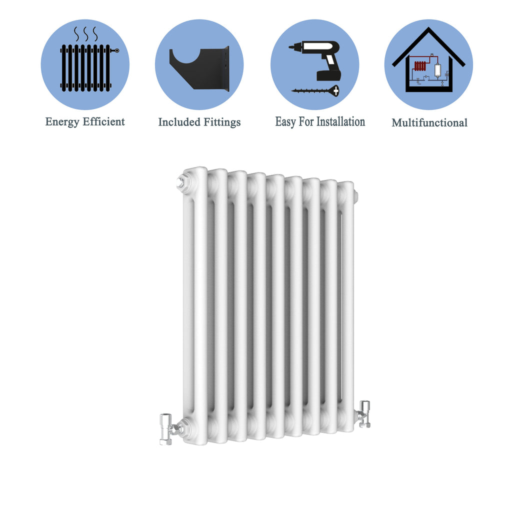 Aver-Growth- Traditional Horizontal 600x425mm 2 Columns White Cast Iron Radiator
