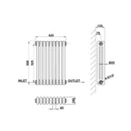 600x425mm anthracite 3 columns traditional radiator dimension