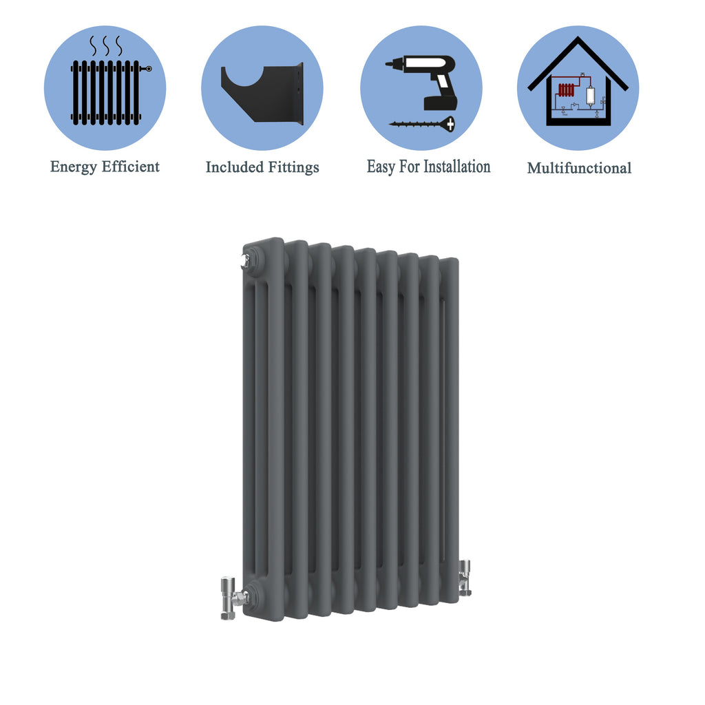 Aver-Growth- Traditional Horizontal 600x425mm 3 Columns Anthracite Cast Iron Radiator
