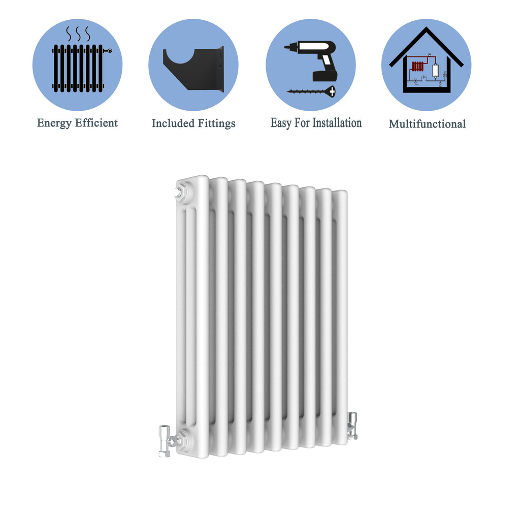 Aver-Growth- Traditional Horizontal 600x425mm 3 Columns White Cast Iron Radiator