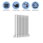 Aver-Growth- Traditional Horizontal 600x425mm 3 Columns White Cast Iron Radiator