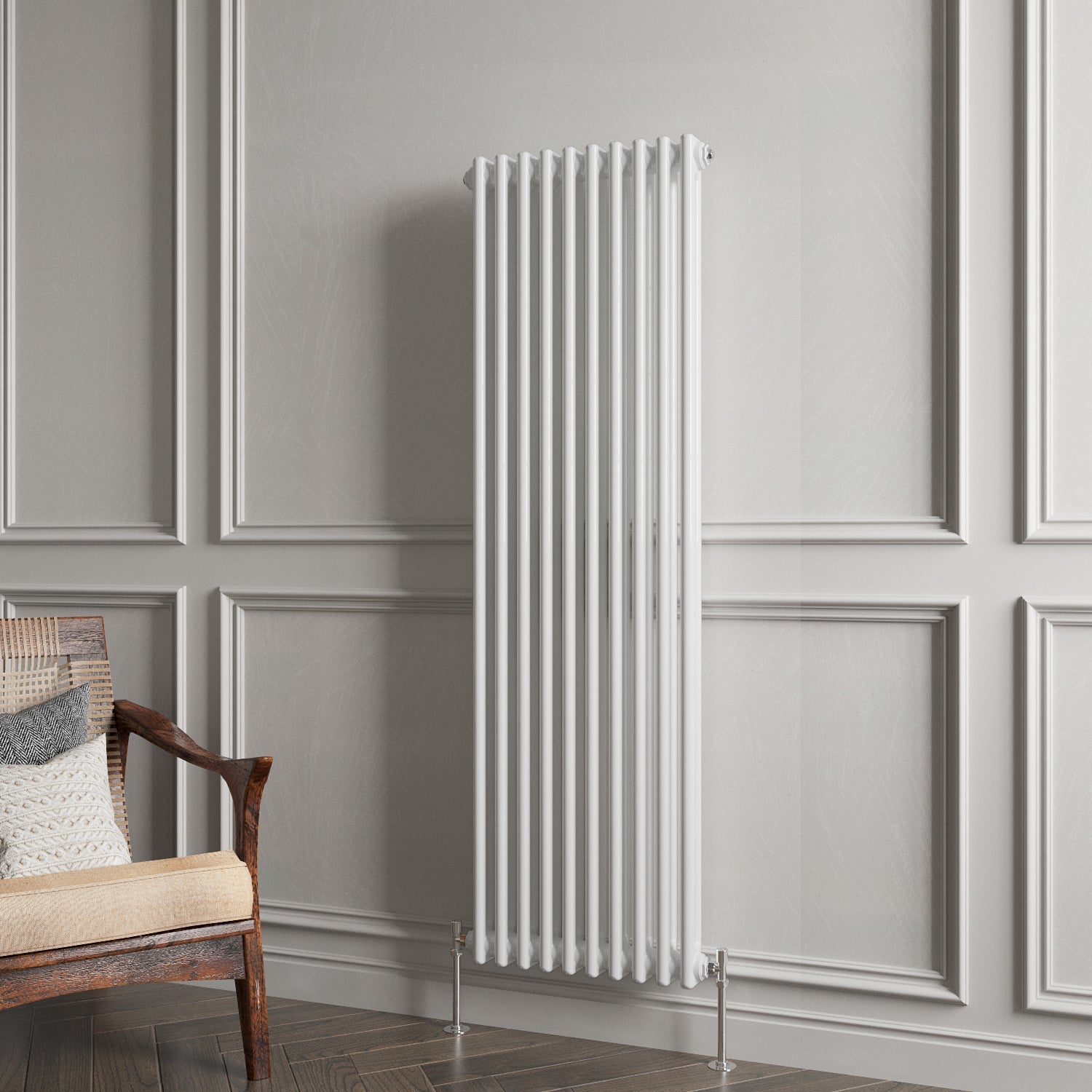 Aver-Growth- Traditional Vertical 1500x470mm 2 Columns White Cast Iron Radiator