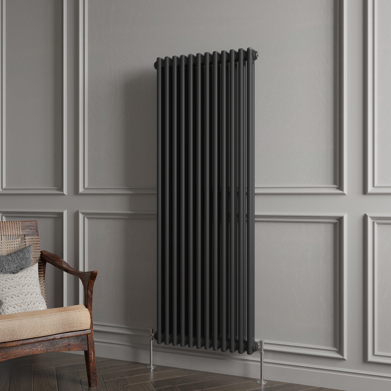 Aver-Growth- Traditional Vertical 1500x560mm 2 Columns Black Cast Iron Radiator