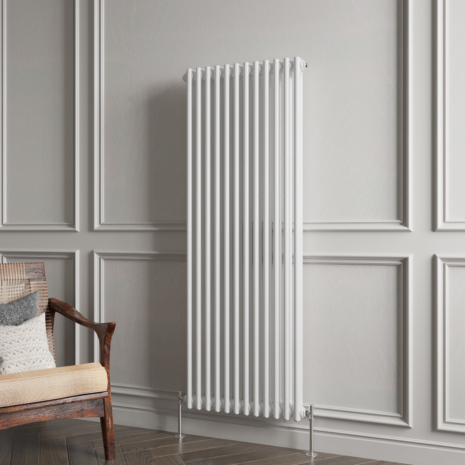 Aver-Growth- Traditional Vertical 1500x560mm 2 Columns White Cast Iron Radiator