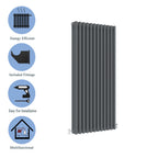 Aver-Growth- Traditional Vertical 1500x560mm 3 Columns Anthracite Cast Iron Radiator