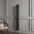 Aver-Growth- Traditional Vertical 1500x200mm 2 Columns Black Cast Iron Radiator