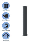 Aver-Growth- Traditional Vertical 1500x200mm 3 Columns Anthracite Cast Iron Radiator