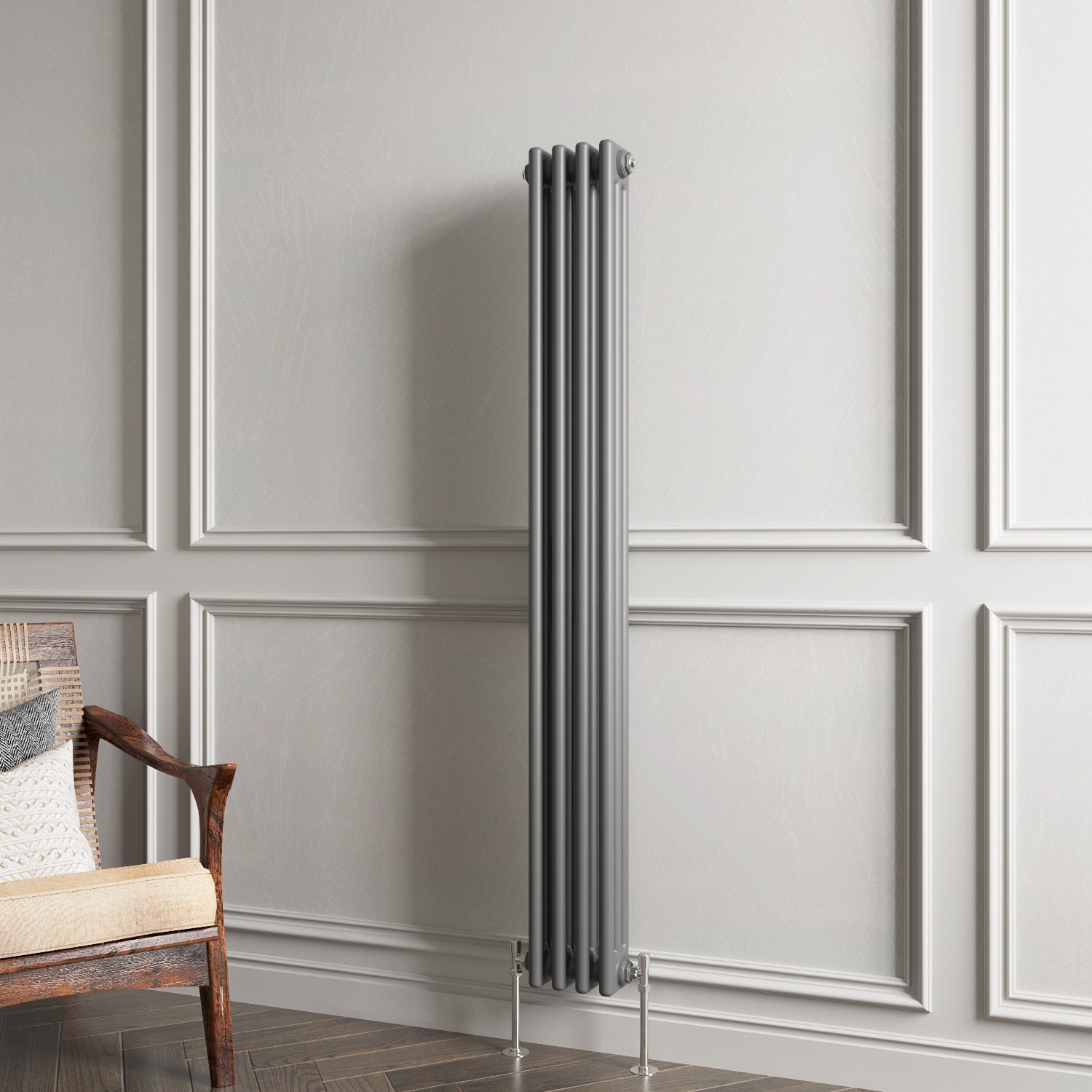 Aver-Growth- Traditional Vertical 1500x200mm 3 Columns Anthracite Cast Iron Radiator