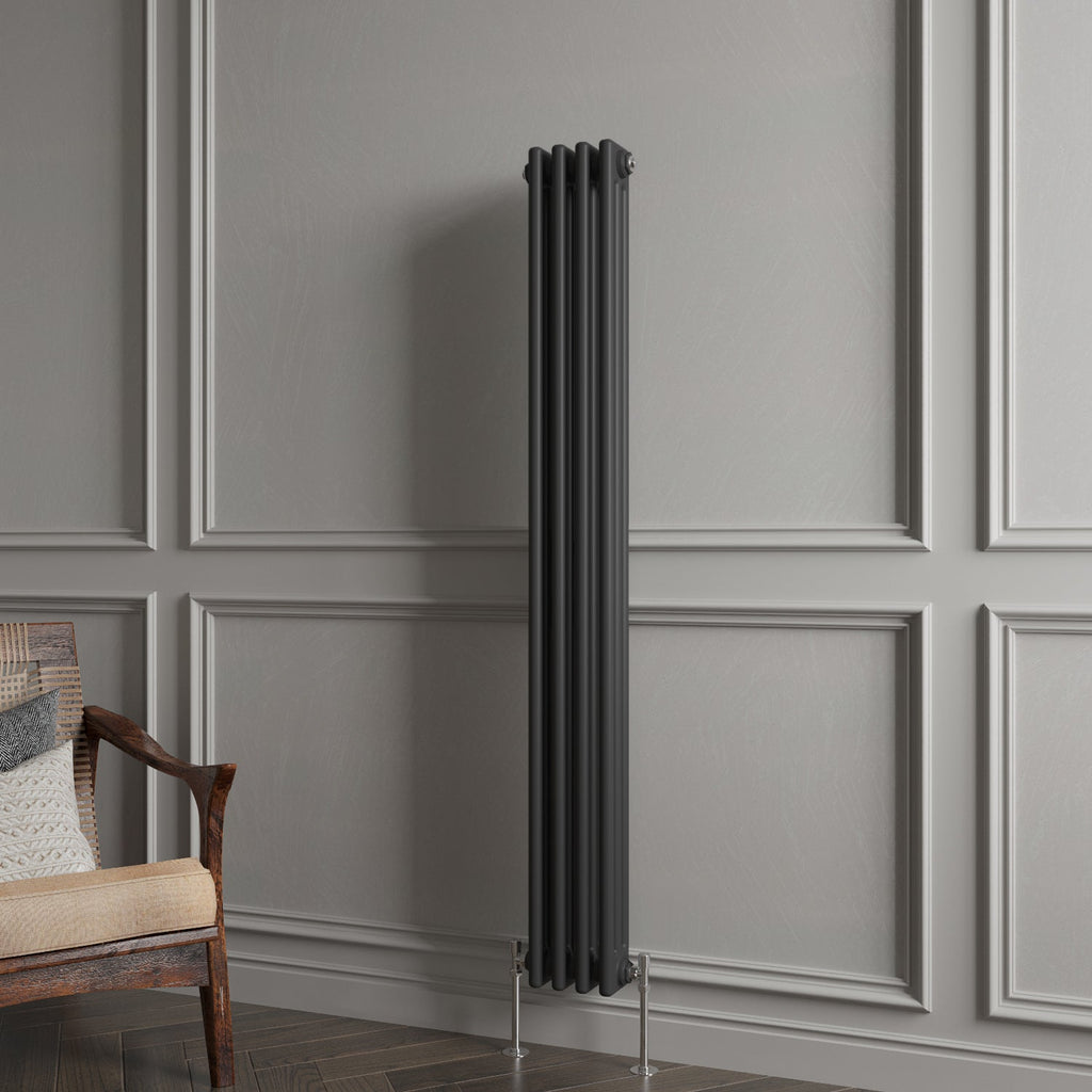 Aver-Growth- Traditional Vertical 1500x200mm 3 Columns Black Cast Iron Radiator