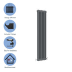 Aver-Growth- Traditional Vertical 1500x290mm 2 Columns Anthracite Cast Iron Radiator