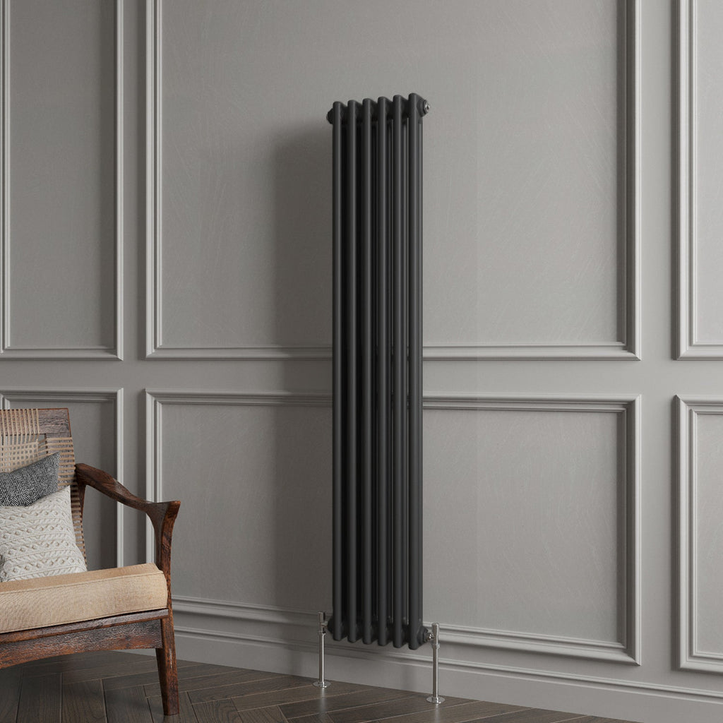 Aver-Growth- Traditional Vertical 1500x290mm 2 Columns Black Cast Iron Radiator