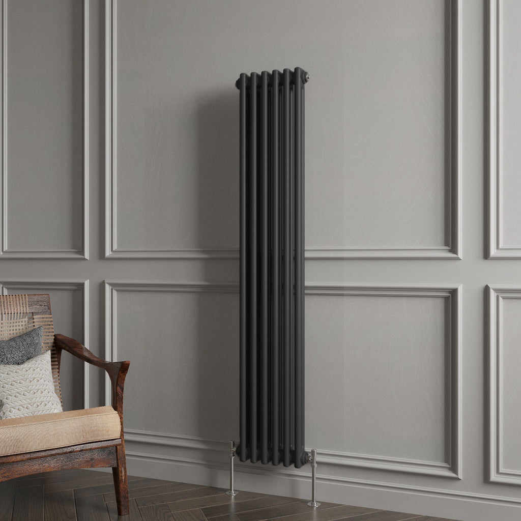 Aver-Growth- Traditional Vertical 1500x290mm 2 Columns Black Cast Iron Radiator