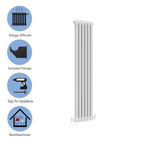Aver-Growth- Traditional Vertical 1500x290mm 2 Columns White Cast Iron Radiator