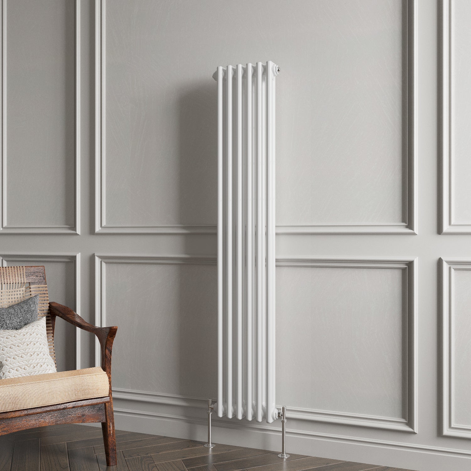 Aver-Growth- Traditional Vertical 1500x290mm 2 Columns White Cast Iron Radiator