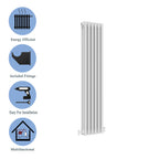 Aver-Growth- Traditional Vertical 1500x290mm 3 Columns White Cast Iron Radiator