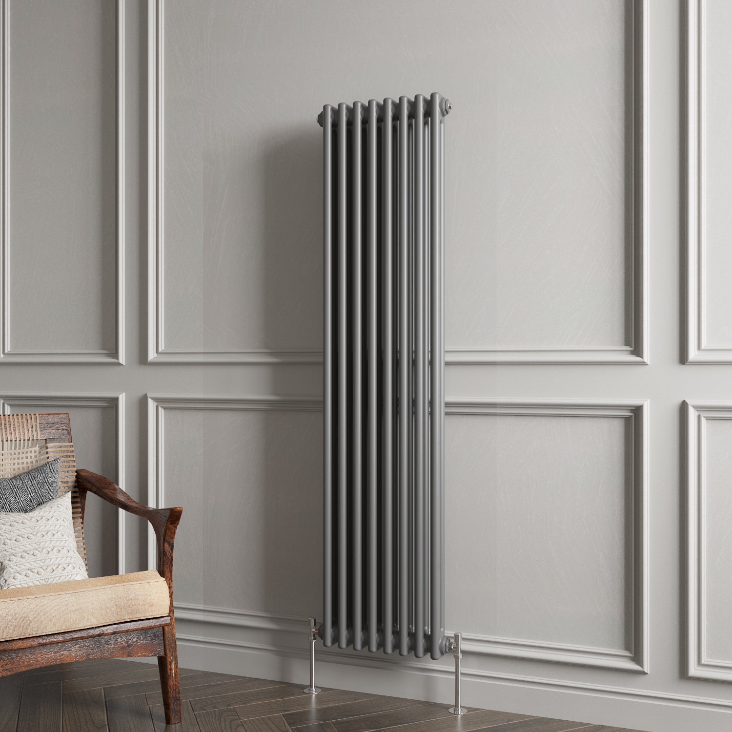 Aver-Growth- Traditional Vertical 1500x380mm 2 Columns Anthracite Cast Iron Radiator