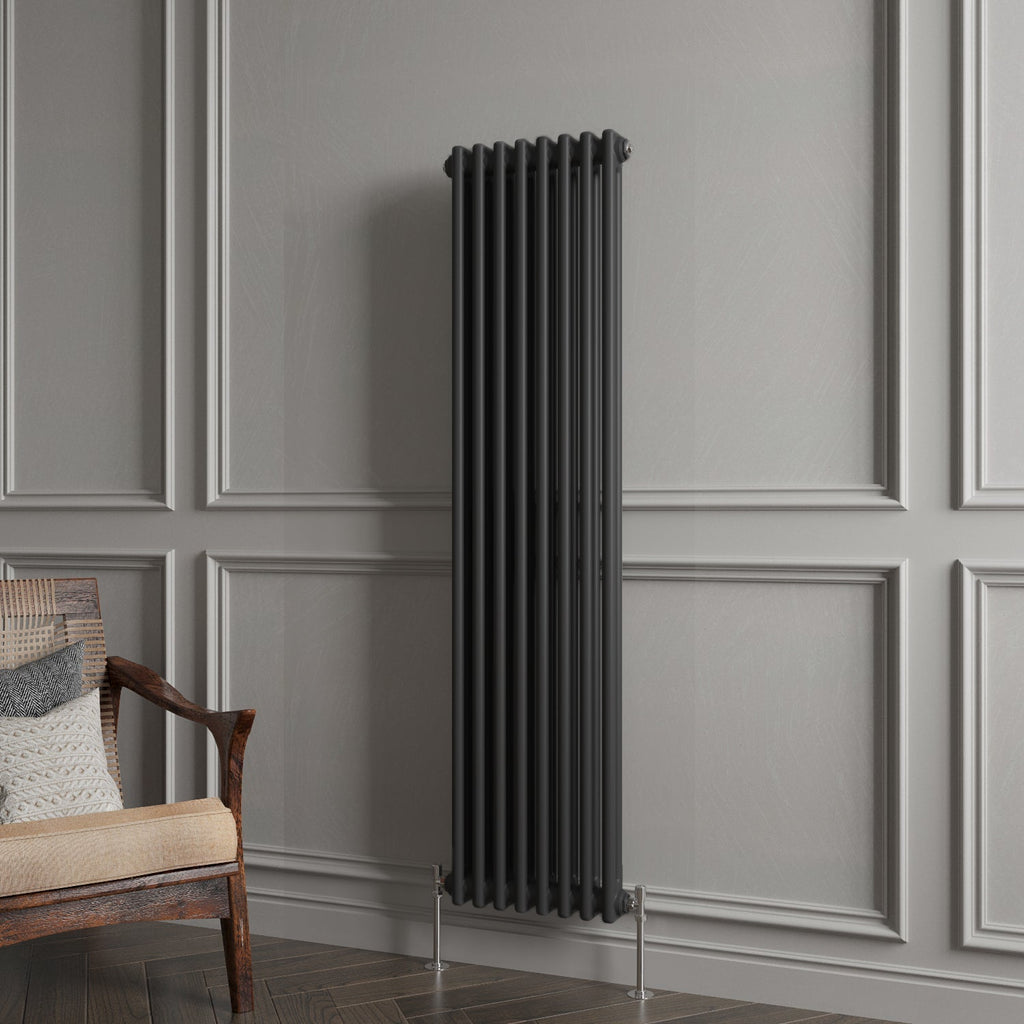 Aver-Growth- Traditional Vertical 1500x380mm 2 Columns Black Cast Iron Radiator
