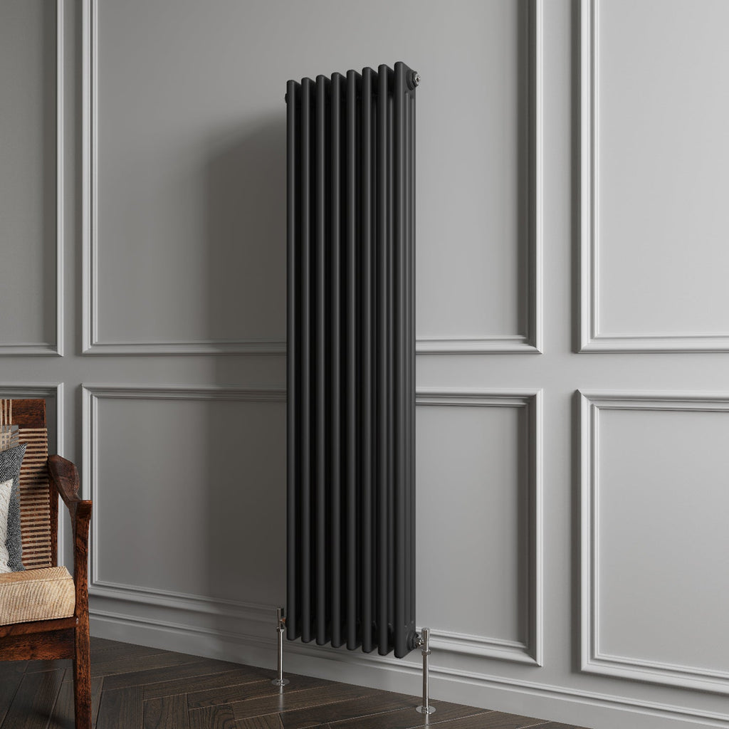 Aver-Growth- Traditional Vertical 1500x380mm 3 Columns Black Cast Iron Radiator