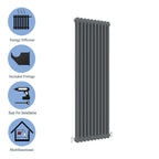 Aver-Growth- Traditional Vertical 1800x470mm 2 Columns Anthracite Cast Iron Radiator