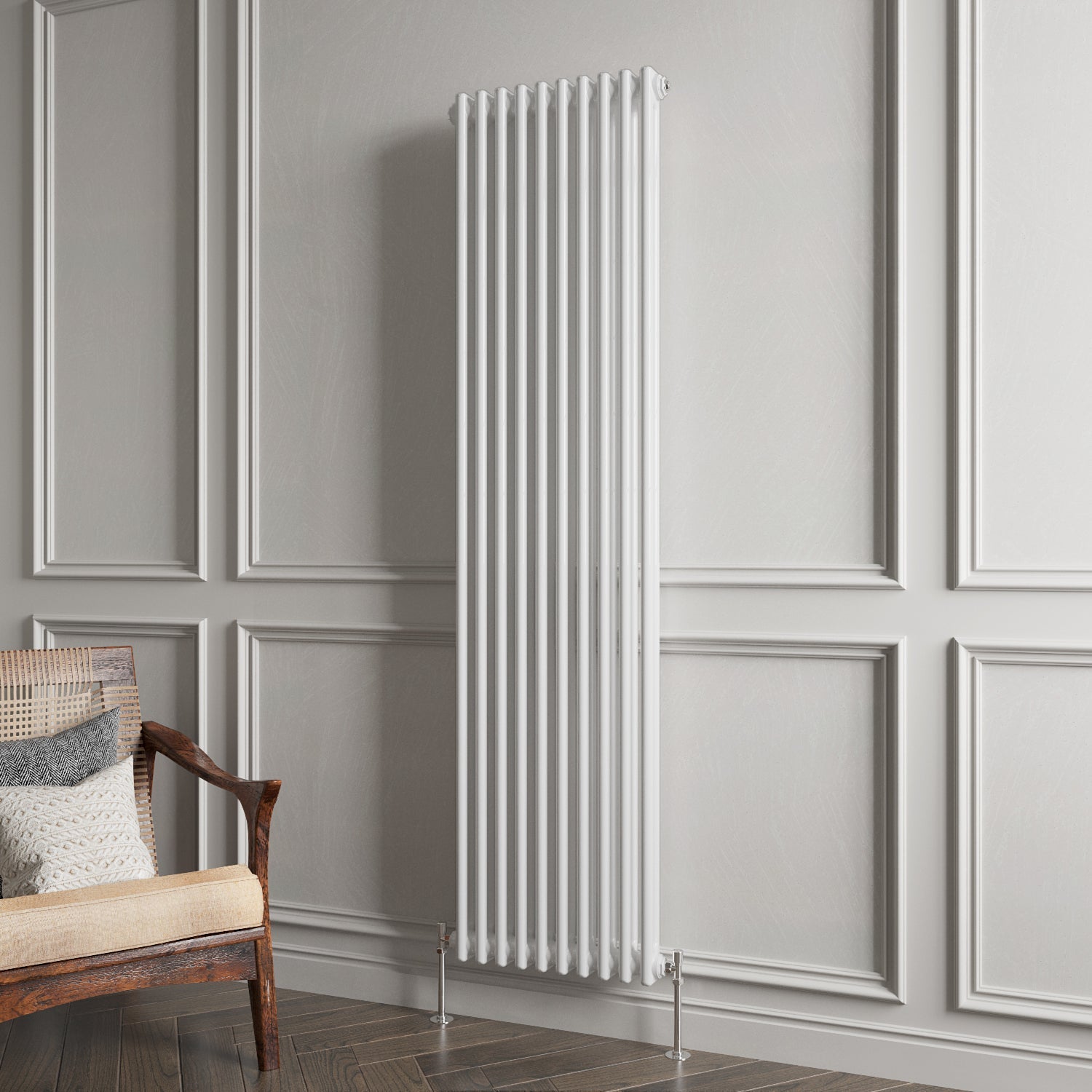 Aver-Growth- Traditional Vertical 1800x470mm 2 Columns White Cast Iron Radiator