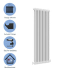 Aver-Growth- Traditional Vertical 1800x470mm 2 Columns White Cast Iron Radiator