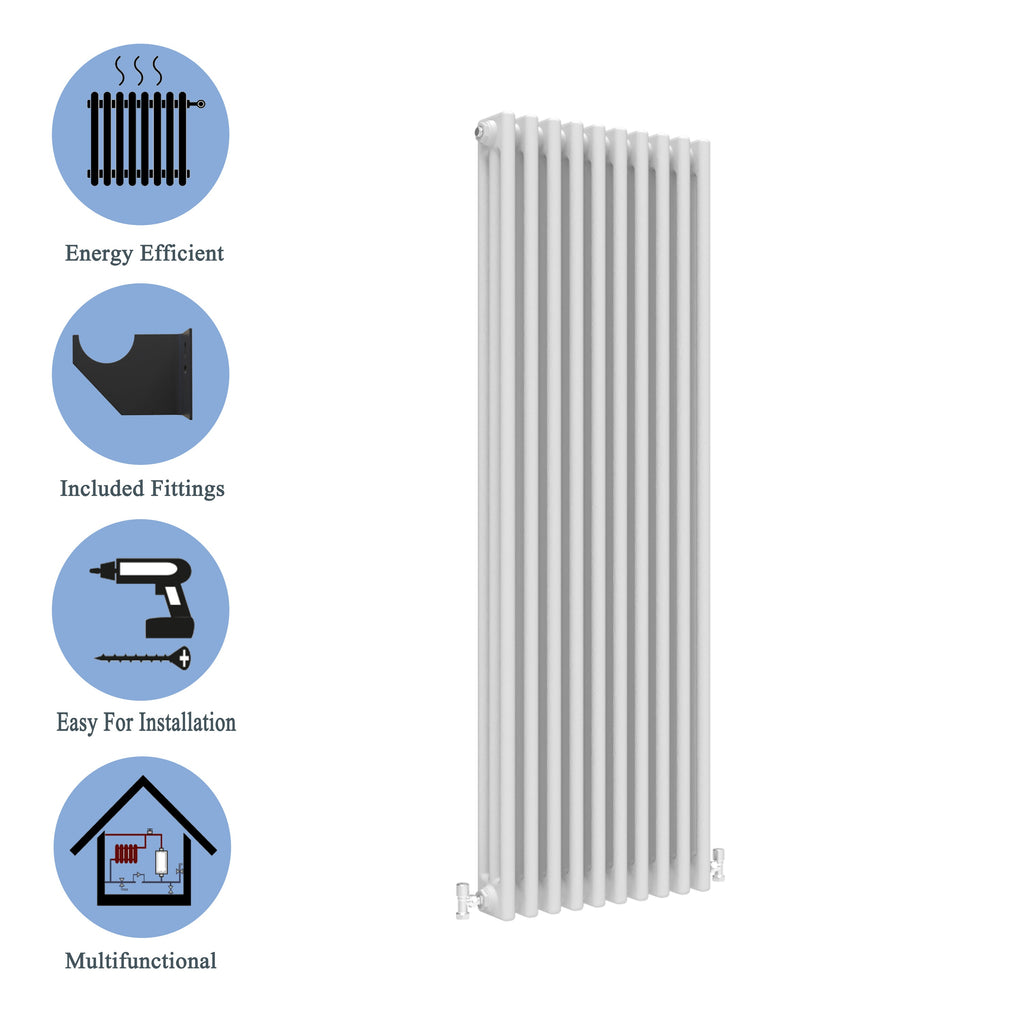 Aver-Growth- Traditional Vertical 1800x470mm 3 Columns White Cast Iron Radiator