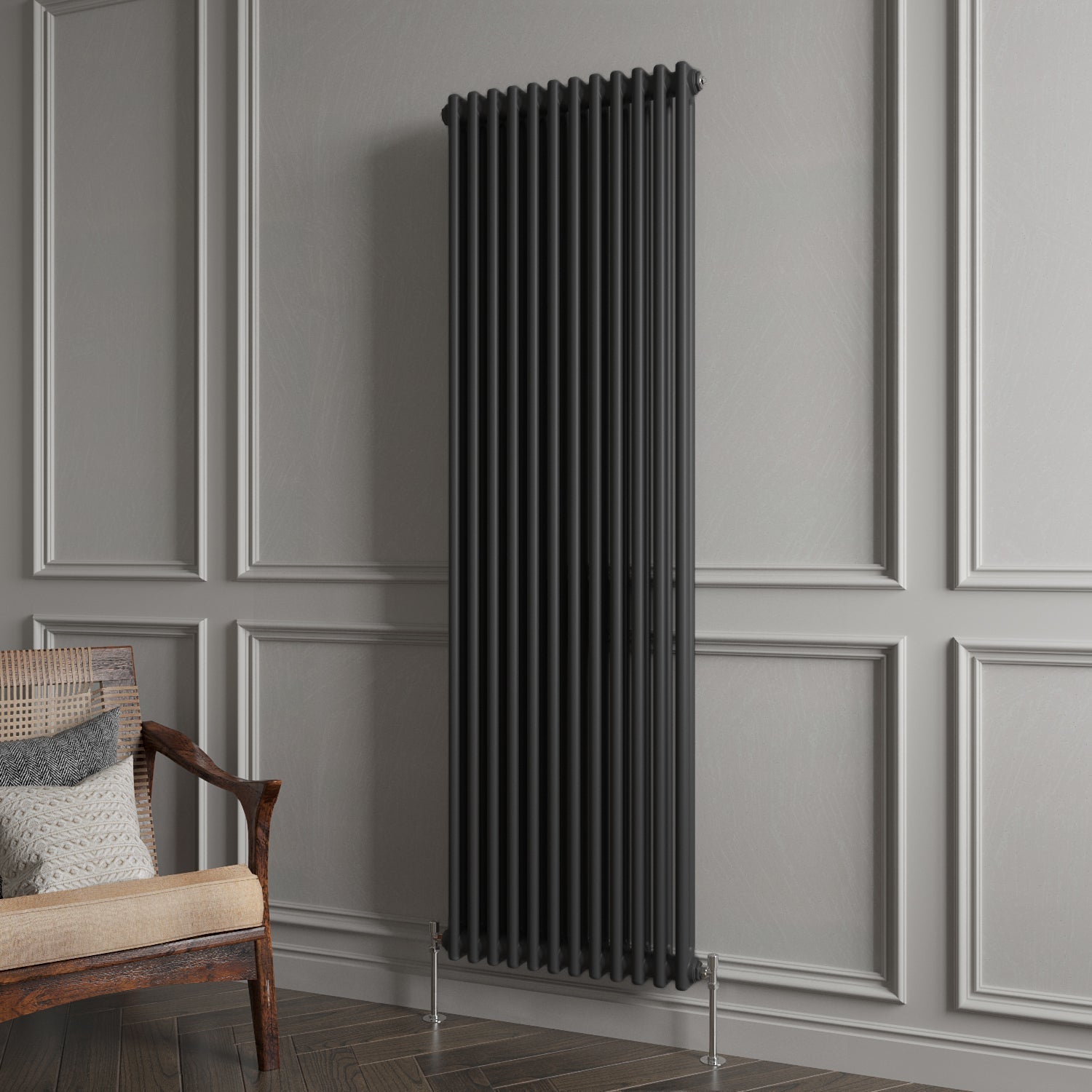 Aver-Growth- Traditional Vertical 1800x560mm 2 Columns Black Cast Iron Radiator