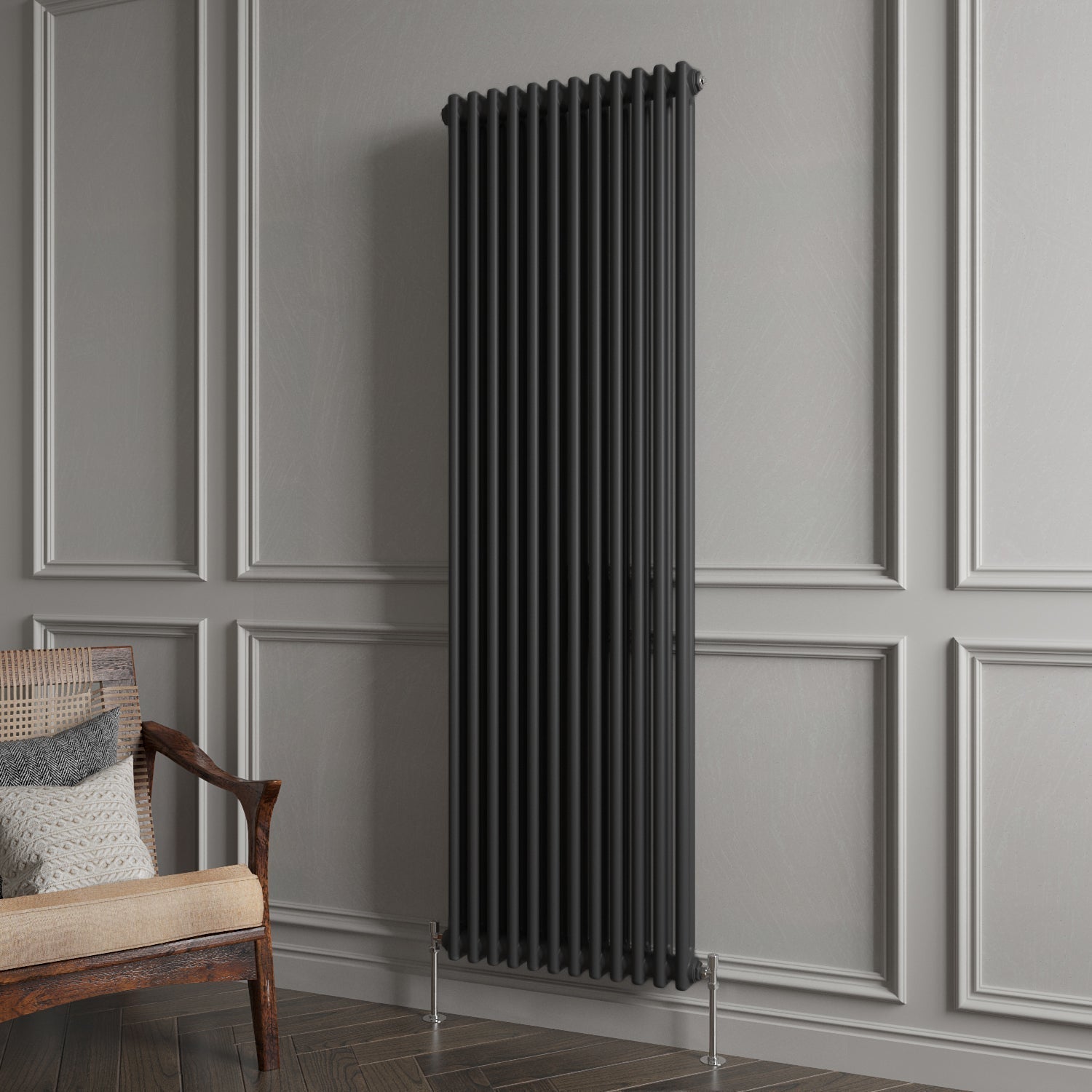 Aver-Growth- Traditional Vertical 1800x560mm 2 Columns Black Cast Iron Radiator