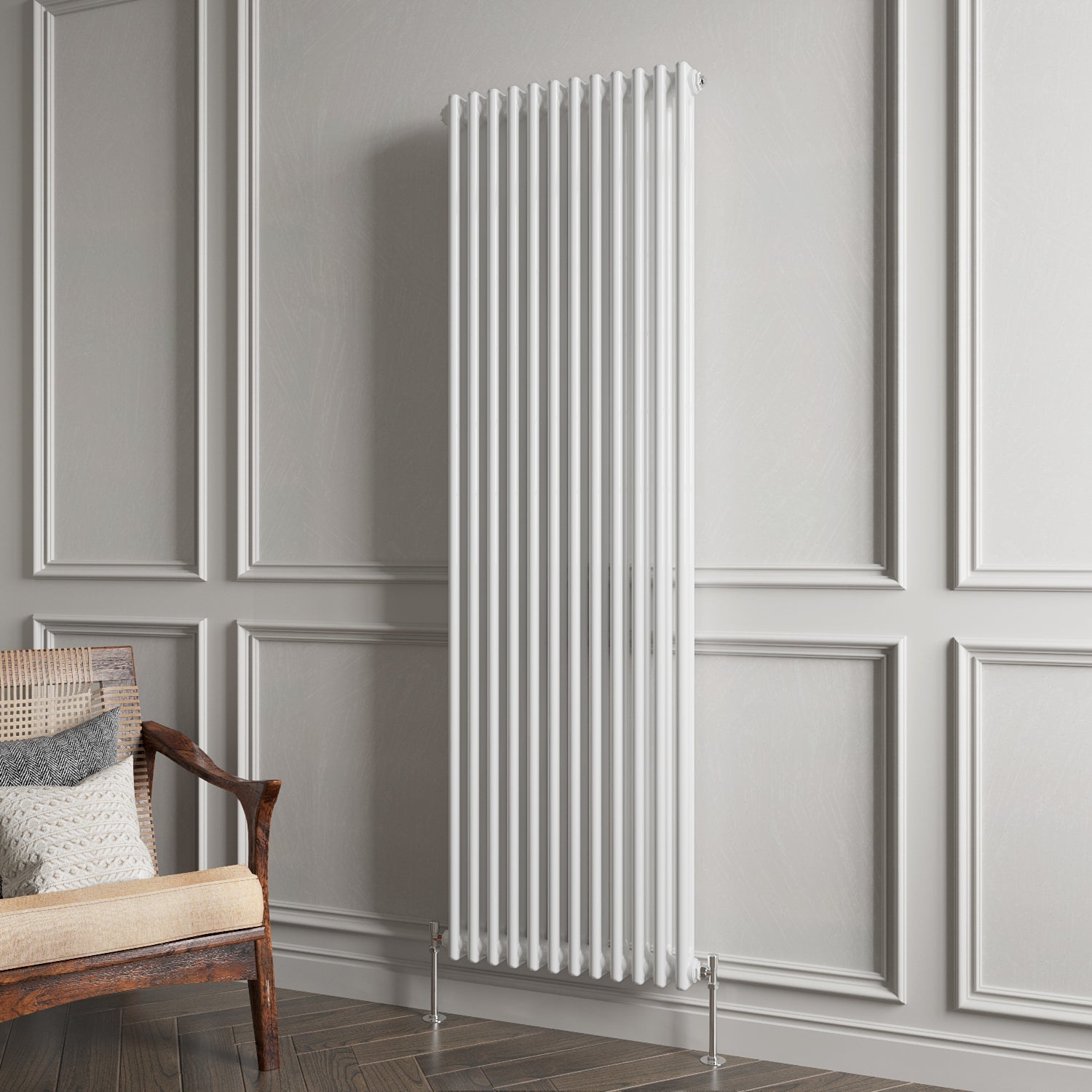Aver-Growth- Traditional Vertical 1800x560mm 2 Columns White Cast Iron Radiator