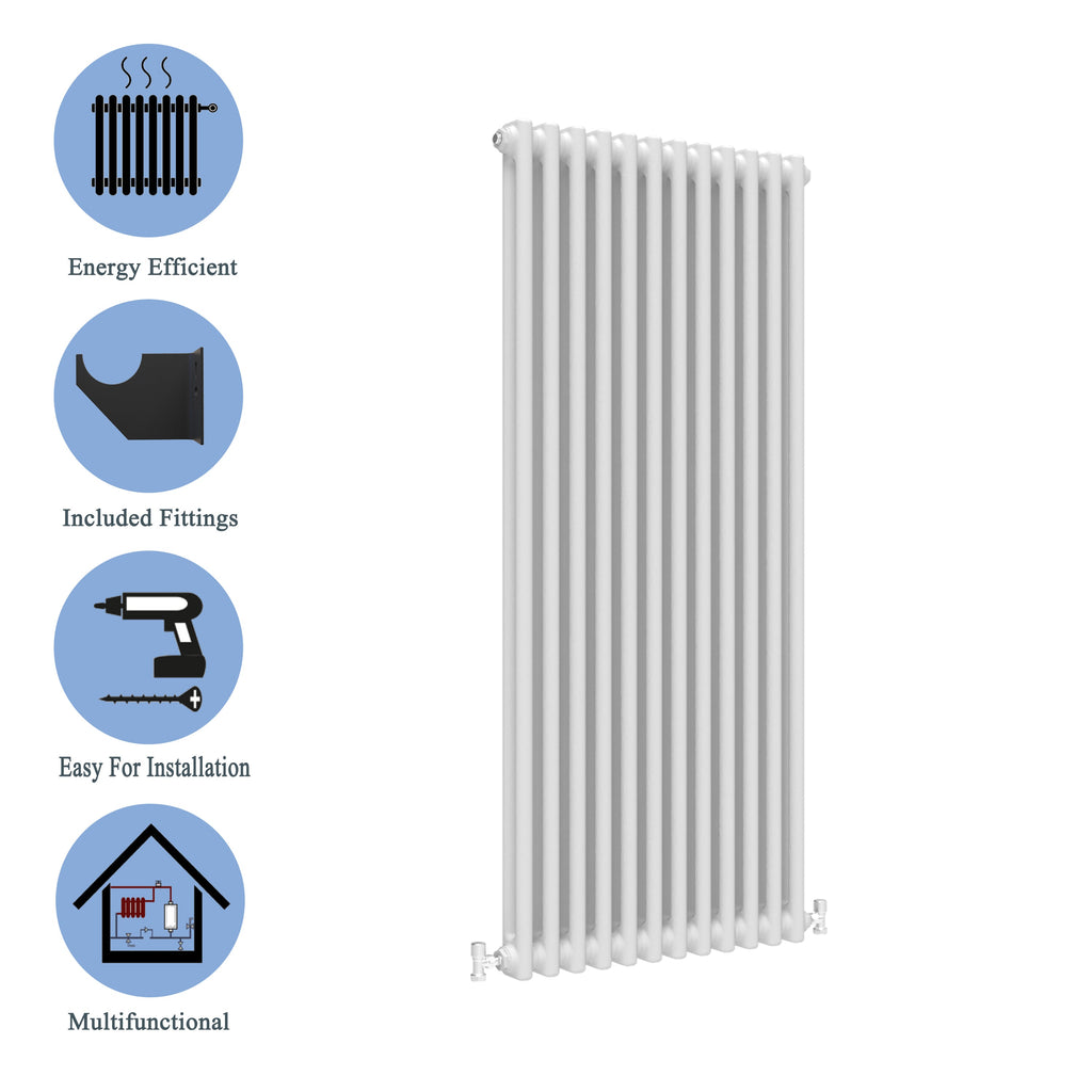 Aver-Growth- Traditional Vertical 1800x560mm 2 Columns White Cast Iron Radiator