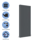 Aver-Growth- Traditional Vertical 1800x560mm 3 Columns Anthracite Cast Iron Radiator