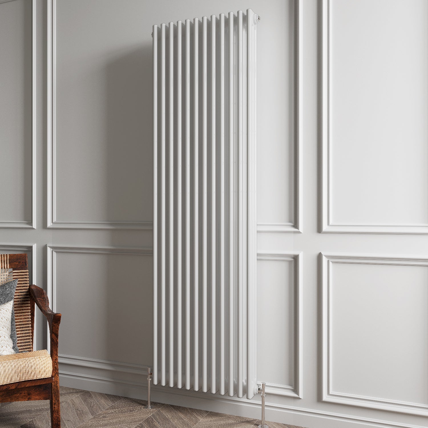Aver-Growth- Traditional Vertical 1800x560mm 3 Columns White Cast Iron Radiator