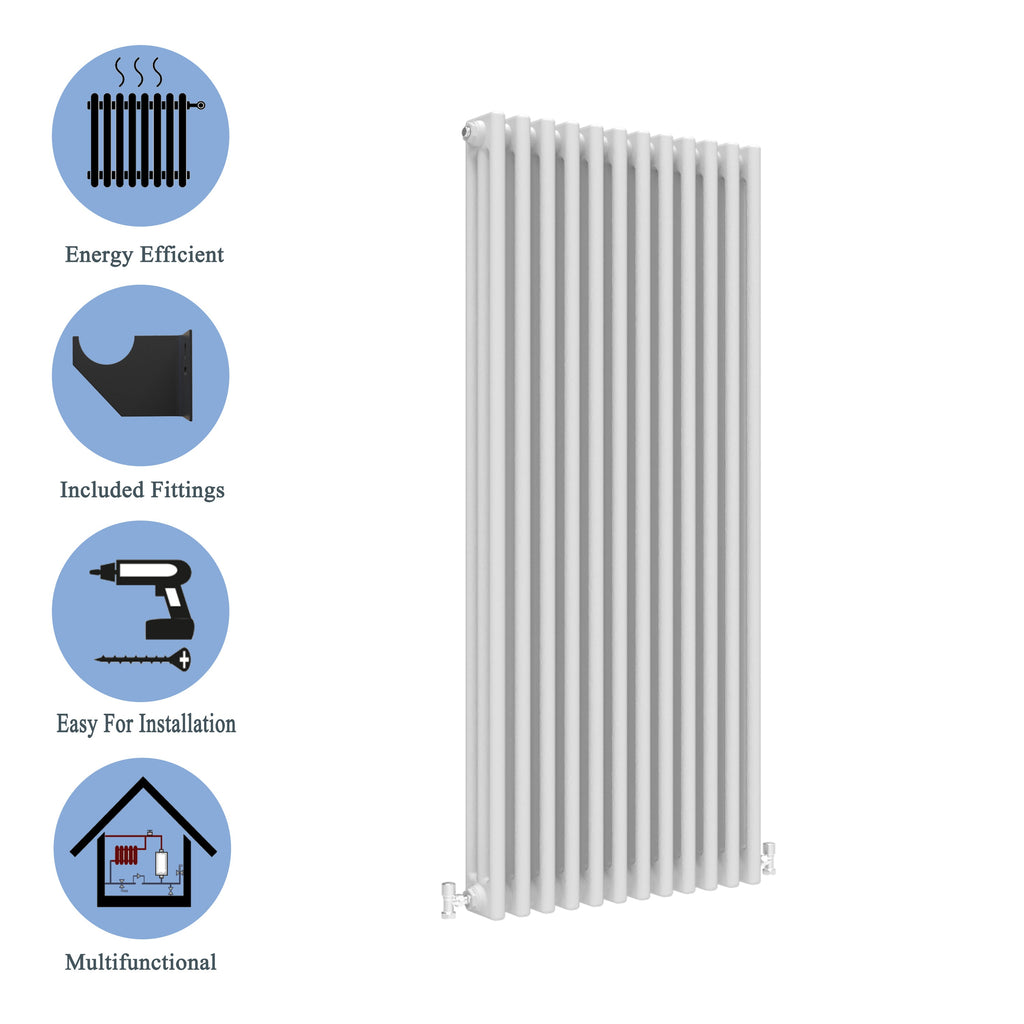 Aver-Growth- Traditional Vertical 1800x560mm 3 Columns White Cast Iron Radiator