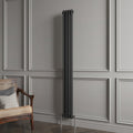 Aver-Growth- Traditional Vertical 1800x200mm 2 Columns Black Cast Iron Radiator