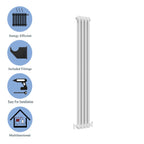 Aver-Growth- Traditional Vertical 1800x200mm 2 Columns White Cast Iron Radiator