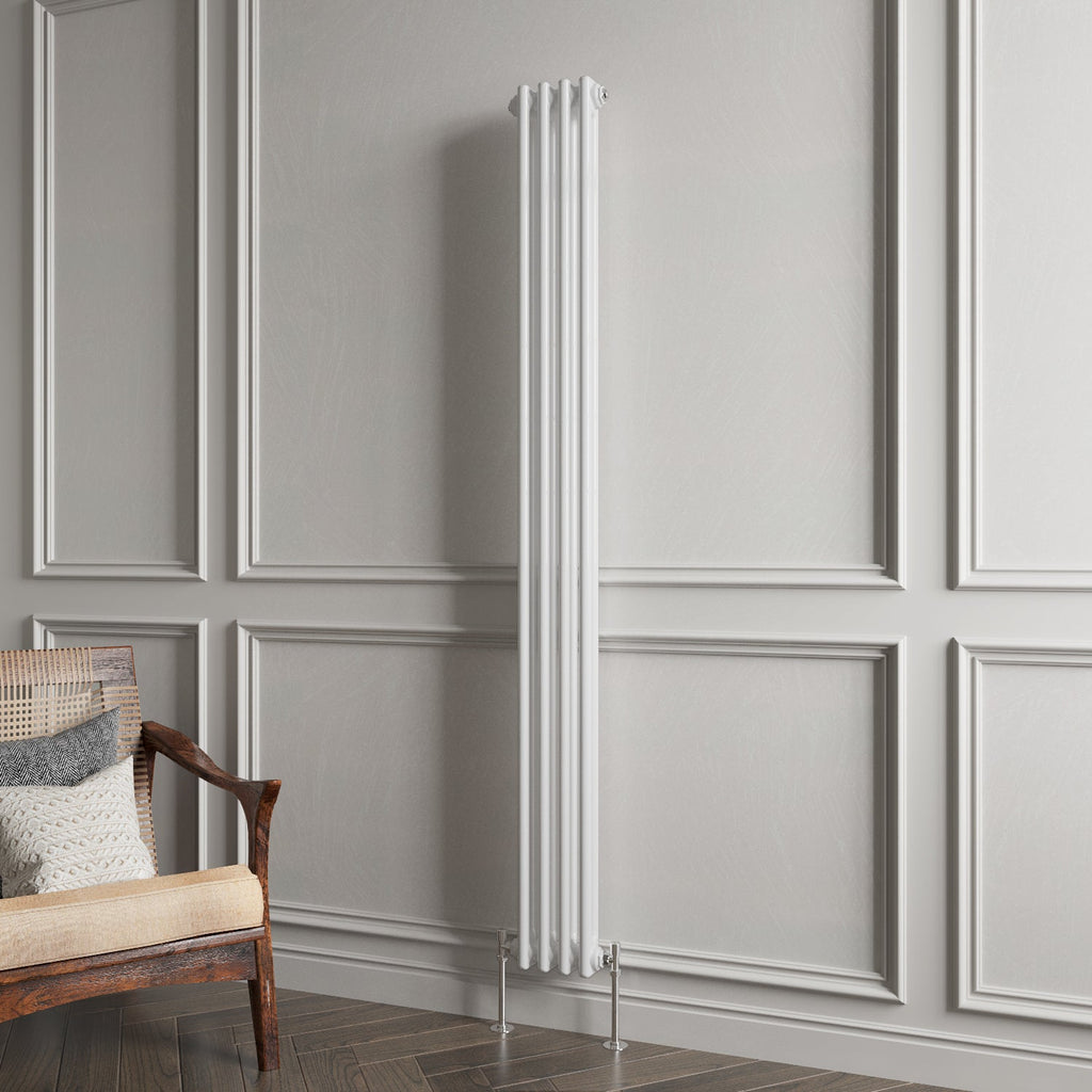 Aver-Growth- Traditional Vertical 1800x200mm 2 Columns White Cast Iron Radiator