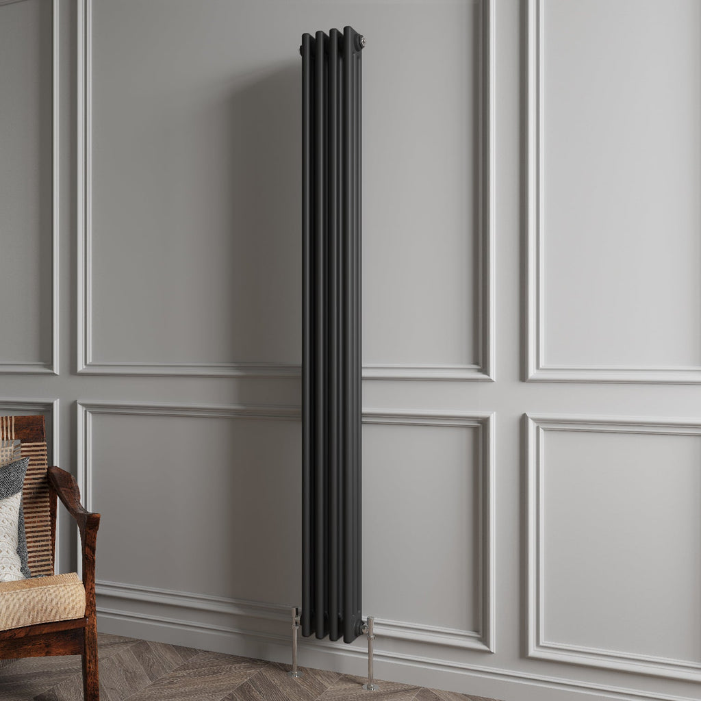 Aver-Growth- Traditional Vertical 1800x200mm 3 Columns Black Cast Iron Radiator