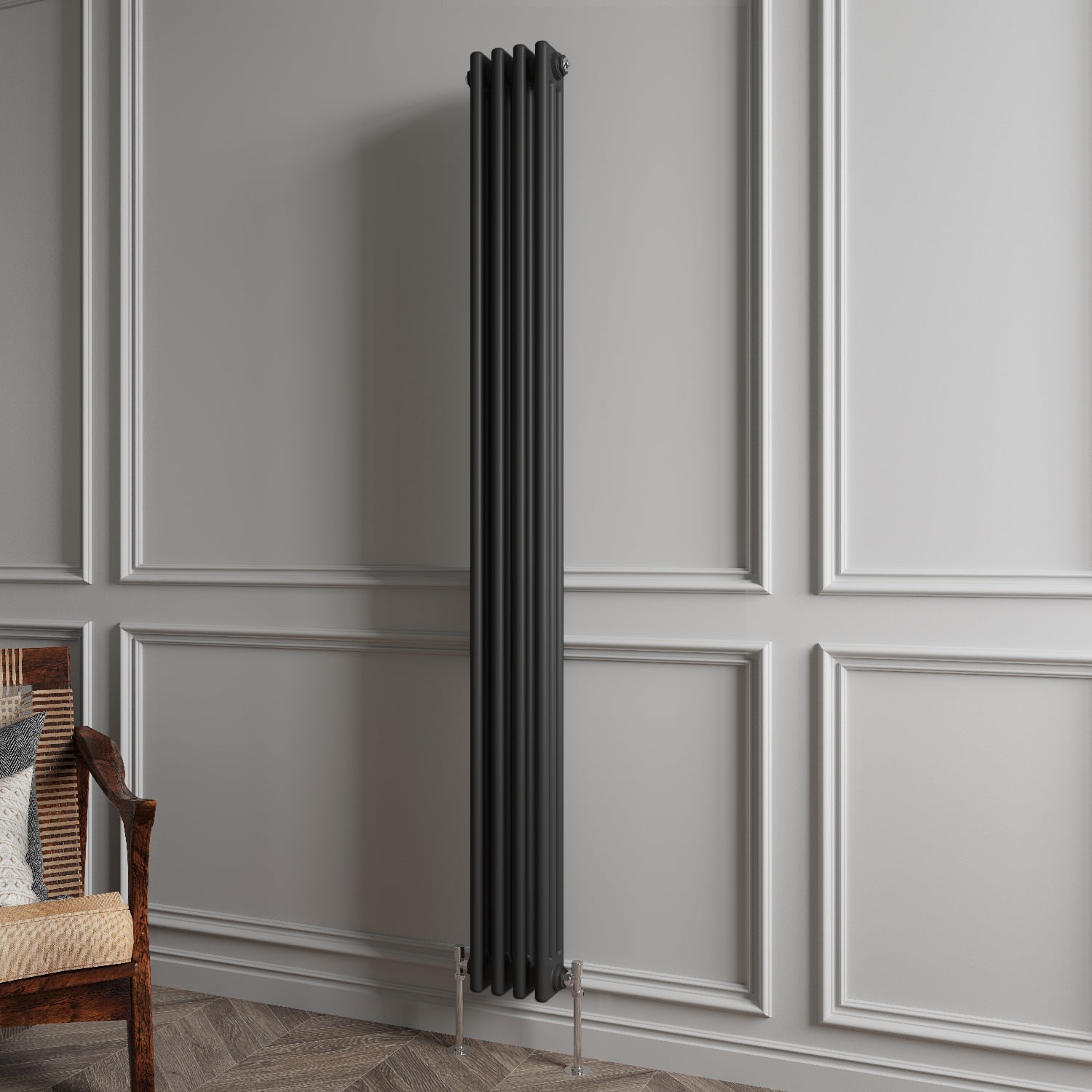 Aver-Growth- Traditional Vertical 1800x200mm 3 Columns Black Cast Iron Radiator