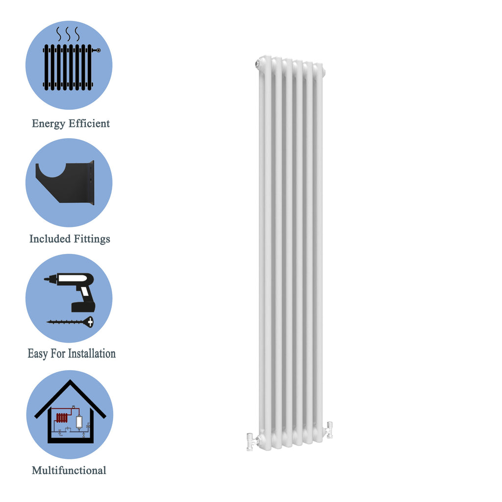Aver-Growth- Traditional Vertical 1800x290mm 2 Columns White Cast Iron Radiator
